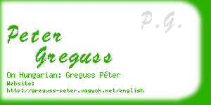 peter greguss business card